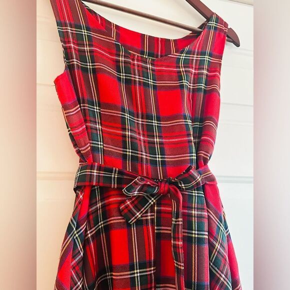 Vintage red plaid sleeveless midi dress size large - Picture 4 of 5